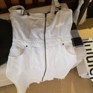 Pistola white denim overall dress